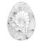Hand drawn ornamental easter egg with doodle pattern for coloring book for adult and design elements. Cute Doodle style Easter