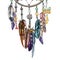 Hand drawn ornate Dreamcatcher with feathers, jewels and colorful gemstones. Astrology, spirituality, magic symbol. Ornamental bir