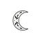 Hand drawn outline celestial bohemian crescent icon.