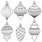 Hand drawn Outline Christmas balls collection for coloring