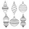 Hand drawn Outline Christmas balls collection for coloring