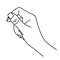 Hand drawn outline lineart hand doodle. Holding and giving gesture