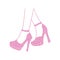 Hand drawn outline ornamental high heels and legs