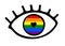 Hand-drawn outline rainbow color eye