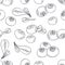 Hand drawn outline seamless pattern with blueberry. Black and white food background
