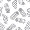 Hand drawn outline seamless pattern with waffles. Black and white food background