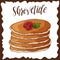 Hand drawn pancakes. Vector illustration with lettering. Russian holiday. Shrovetide