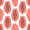 Hand drawn papaya seamless vector pattern