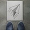 Hand drawn paper plane icon on canvas board