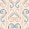 Hand-Drawn Pastel Beige Shape Traditional Ikat Vector Seamless Pattern