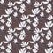 Hand drawn pattern seamless magnolia flowers on brown  background.
