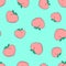 Hand drawn Peach pattern seamless background. Print design for textiles. vector illustration