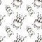 Hand drawn in pencil black and white pattern of insect beetles on a white background.