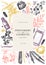Hand drawn perfumery and cosmetics ingredients flyer. Decorative background with vintage aromatic plants, fruits, spices, herbs