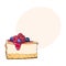 Hand drawn piece of cheesecake decorated with fresh berries