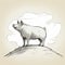 Hand Drawn Pig On Hill: Stylized Realism With Impressive Skies