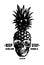 Hand Drawn Pineapple skull in a sunglasses, tee shirt graphics. Vector illustration.