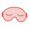 Hand drawn pink sleep mask for eyes with closed cute eyes. Sleeping mask. Vector illustration isolated