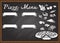 Hand drawn pizza menu on chalkboard design template. Ready to use