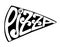 Hand drawn pizza sliced shaped lettering on white background. Pizza