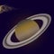 Hand-drawn planet Saturn on a dark background.