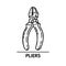 Hand drawn pliers icon. Professional labor construction tool with black and white colors