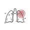 Hand drawn pneumonia icon, asthma or tuberculosis, line symbol on white background. in doodle style vector isolated