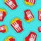 Hand drawn popcorn bucket patch icon pattern