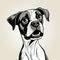 Hand Drawn Portrait Of Boxer Dog In Dark White And Light Black Style