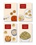 Hand drawn poster set of Chinese cuisine with noodle, mapo tofu, niangao, dumplings, tangyuan, hee pan, youtiao, mooncake. Design