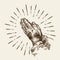 Hand-drawn praying hands. Sketch vector illustration