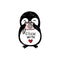 Hand drawn princess penguin. Doodle cute animal illustration. Vector character with love letter.