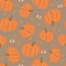 Hand drawn pumpkin seamless pattern. Cartoon seasonal vegetable with abstract shapes