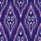 Hand-Drawn Purple Traditional Ikat Boho Damask Diamonds Vector Seamless Pattern