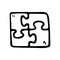 Hand drawn puzzle doodle. Sketch children`s toy icon. Decoration