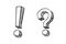 Hand drawn question mark and exclamation point. doodle , sketch style. Illustration  design