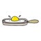 hand drawn quirky cartoon fried egg in frying pan