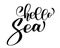 Hand drawn quote - hello sea. Summer motivational poster. Can use for print greeting cards, handbags, photo overlays, t