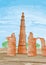 Hand Drawn Qutub Minar, New Delhi, India - Vector