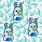 Hand drawn rabbit happy snorkeling , funny bunny swim fun underwater seamless pattern cartoon