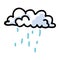 Hand Drawn Rain Cloud with Raindrops Illustration. Concept of Overcast Weather Forecast. Rainy Simple Icon Motif for Natural
