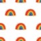 Hand drawn rainbow seamless pattern. Rainbow icon. Pride month. LGBTQ tolerance day card. Doodle design elements for