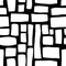 Hand drawn Rectangle shapes monochrome abstract seamless vector pattern. White blocks on black background. Hand drawn background