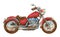 Hand-drawn red vintage motorcycle. Classic chopper.