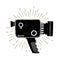 Hand drawn retro camcorder vector illustration.