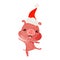 hand drawn retro cartoon of a furious pig wearing santa hat