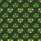 Hand drawn retro ditsy ornament seamless flower pattern. Green backround. Cartoon style