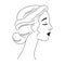 Hand drawn retro profile portrait of a young woman. Elegant head greek style. Minimal sketch.