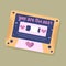 Hand drawn retro tape with love quote and texture. Vector self love concept.