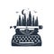 Hand drawn retro typewriter vector illustration.